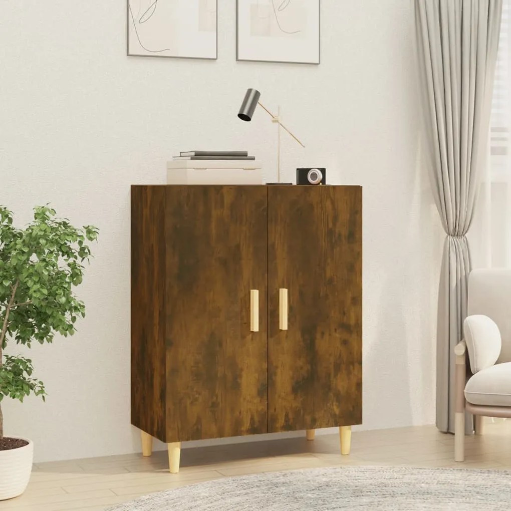 füstös tölgyszínű szerelt fa tálalószekrény 70 x 34 x 90 cm