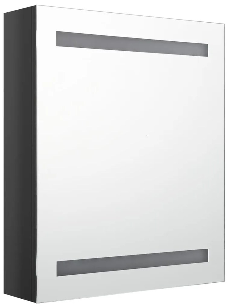 fényes fekete LED-es tükrös fürdőszobaszekrény 50 x 14 x 60 cm