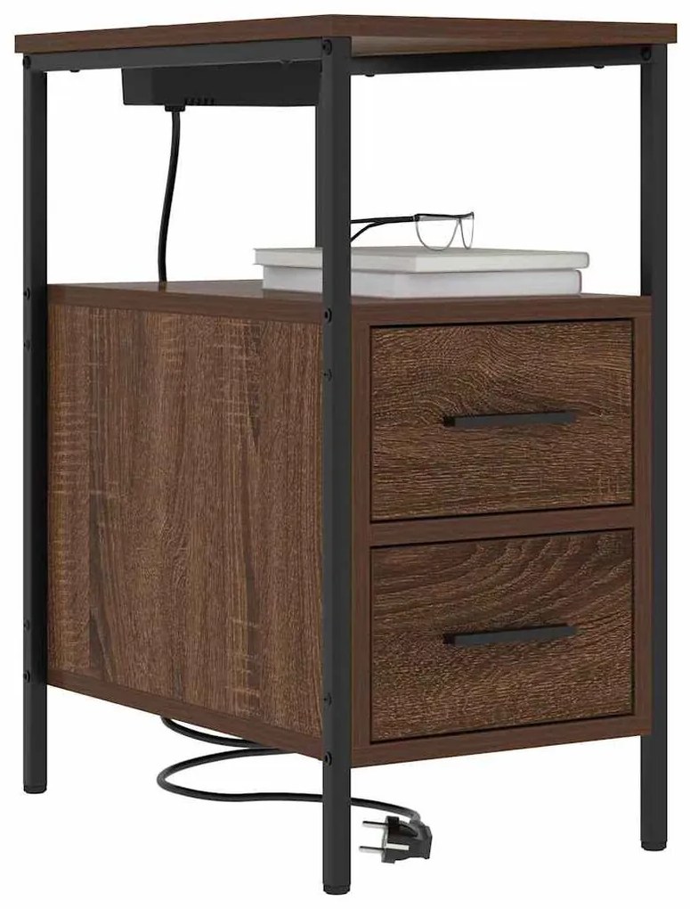 Éjjeli Szekrények 2 pcs barna tölgy 30 x 48 x 61 cm Faanyag