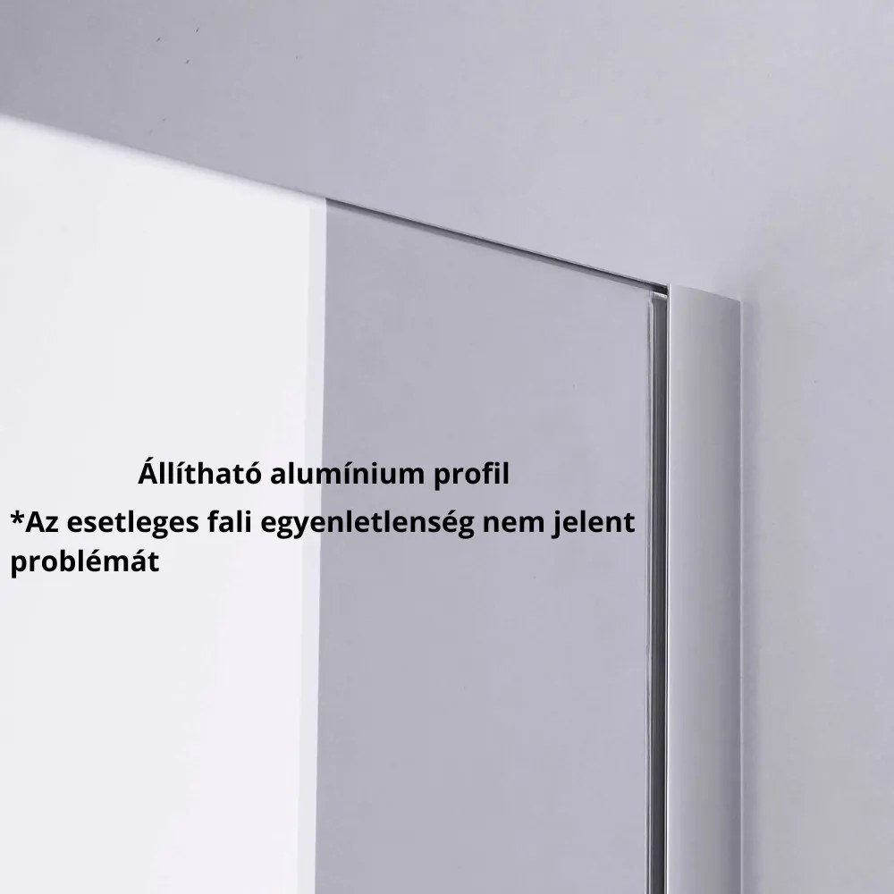 Stuxi Milano Walk-in zuhanyfal, 140x200 cm, 8 mm vastag vízlepergető biztonsági üveggel, 200 cm magas, króm profillal és távtartóval