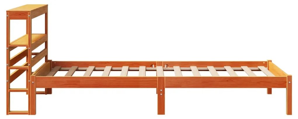 vidaXL viaszbarna tömör fenyőfa ágykeret fejtámlával 90 x 200 cm