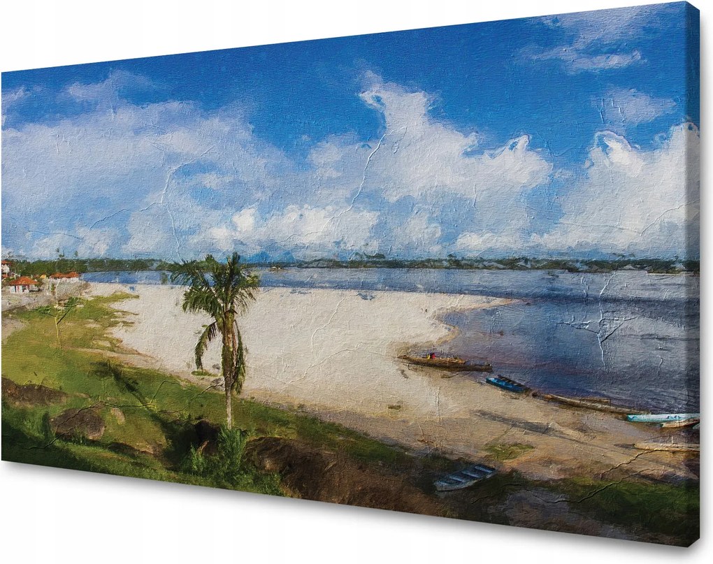 Vászonkép Tengerpart Víz Pálma Nap Tó 90x60 cm