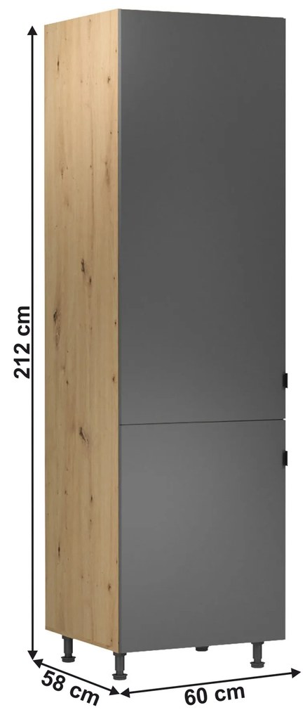 Konyhaszekrény beépített hűtőre D60ZL Langari (artisan tölgy + matt szürke) (B). 1016896