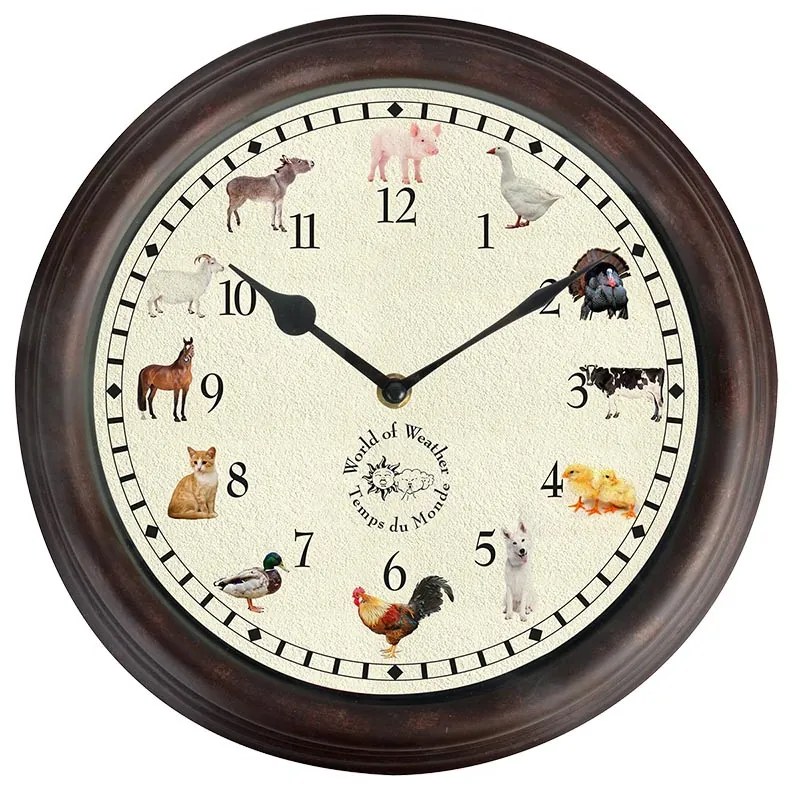 Óra háziállat hangokkal, 30 cm átmérőjű