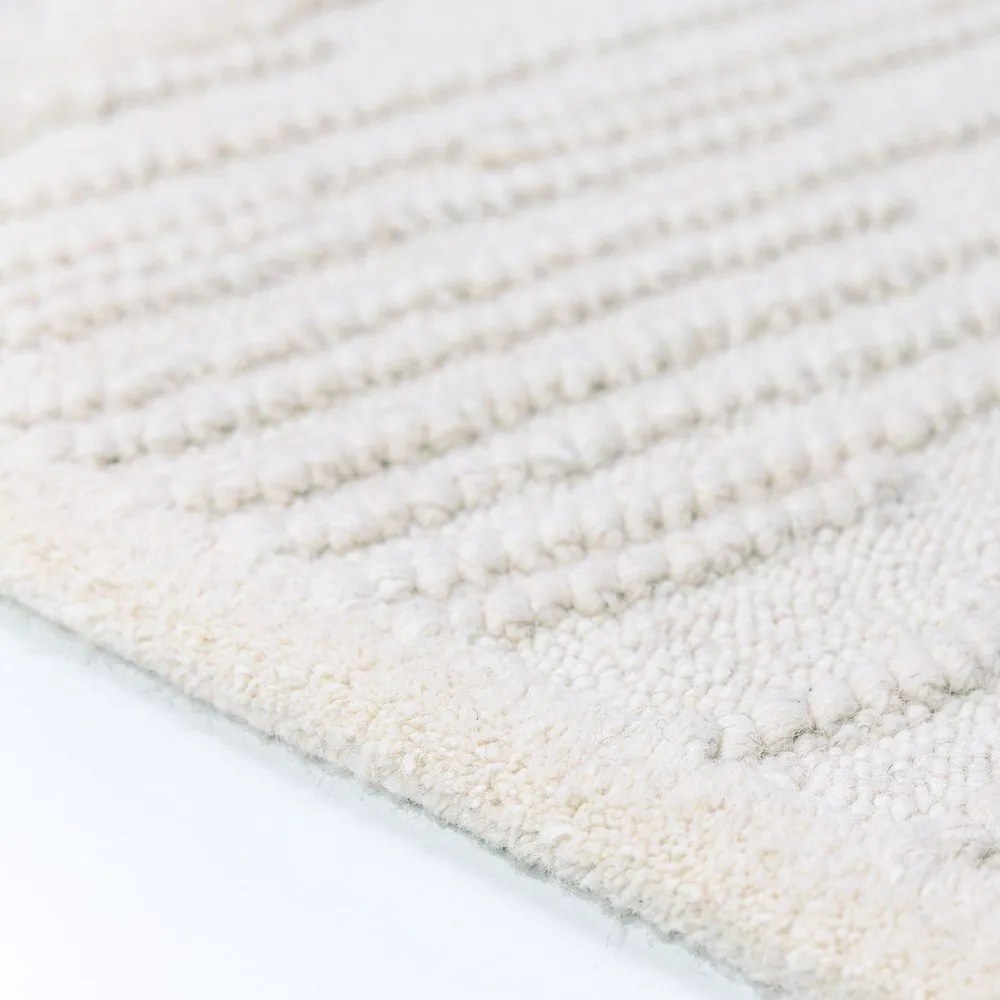 Fehér kézi szövésű gyapjúkeverék futószőnyeg 80x230 cm Sculptured Blocks – Flair Rugs