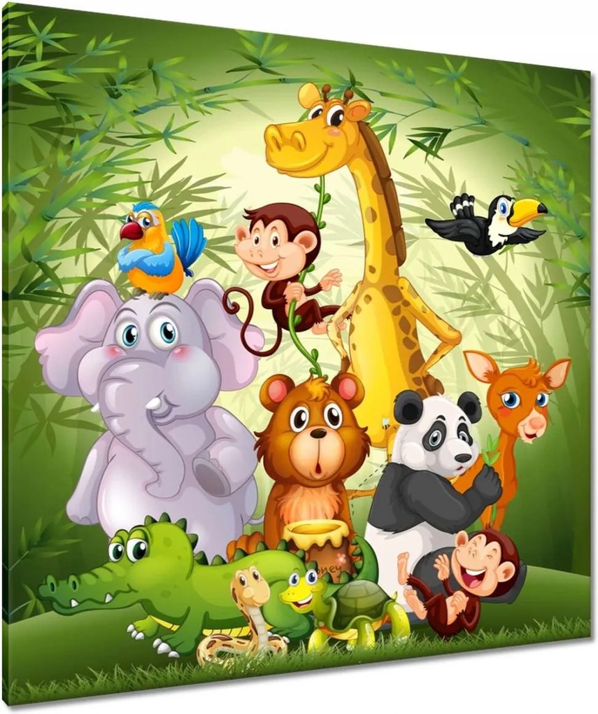 Vászonkép 90x90 Vidám állatok a dzsungelben