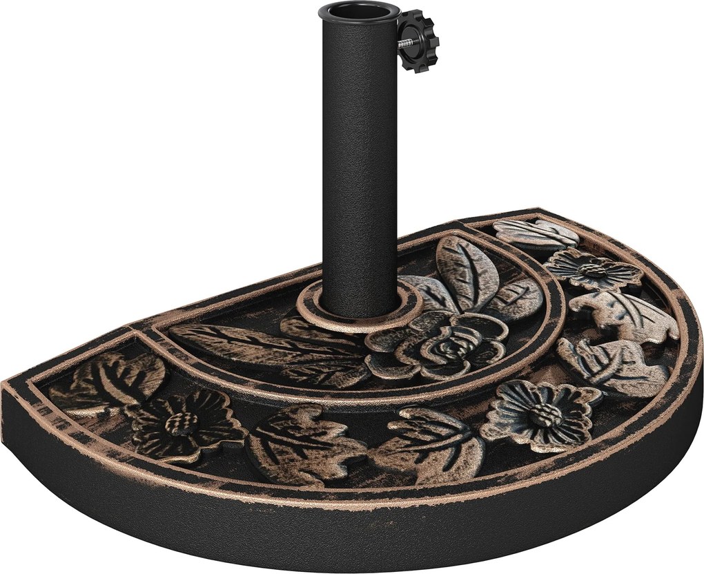 Outsunny Rozsdamentes Acél Napsütötte Napernyő Állvány Fogantyúkkal, Félköríves Napernyő Tartó, Napernyő Súly Napernyőknek Ø3.8-Ø4.8 cm, Erkélyre, Ter