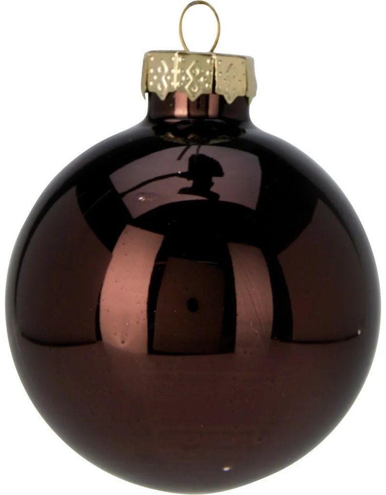 16 darabos karácsonyi díszkészlet Crystal Harmony, kávé, átmérő 6 cm, üveg