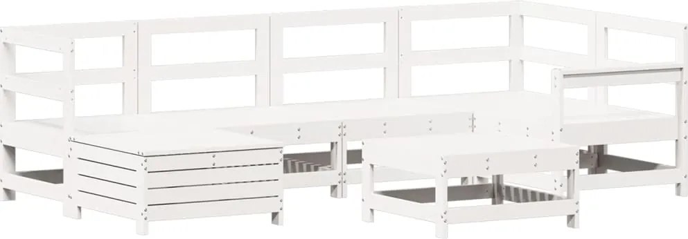 vidaXL fehér 7 részes tömör fenyőfa kerti kanapészett