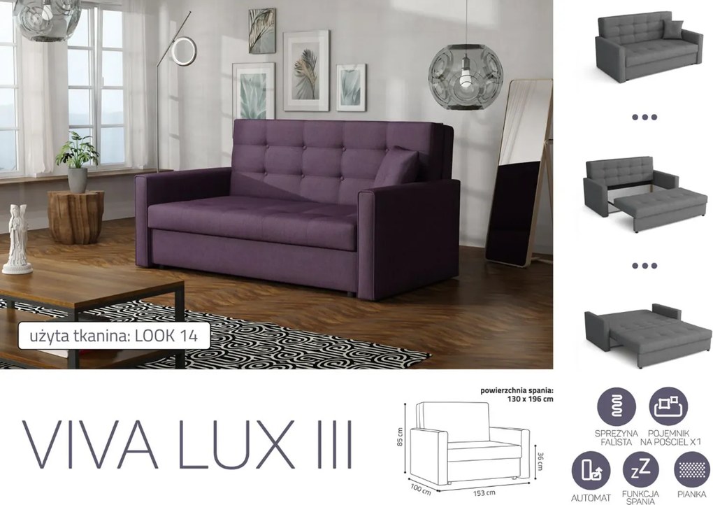 VIVA LUX III. előre nyíló fotelágy Look 14 színben
