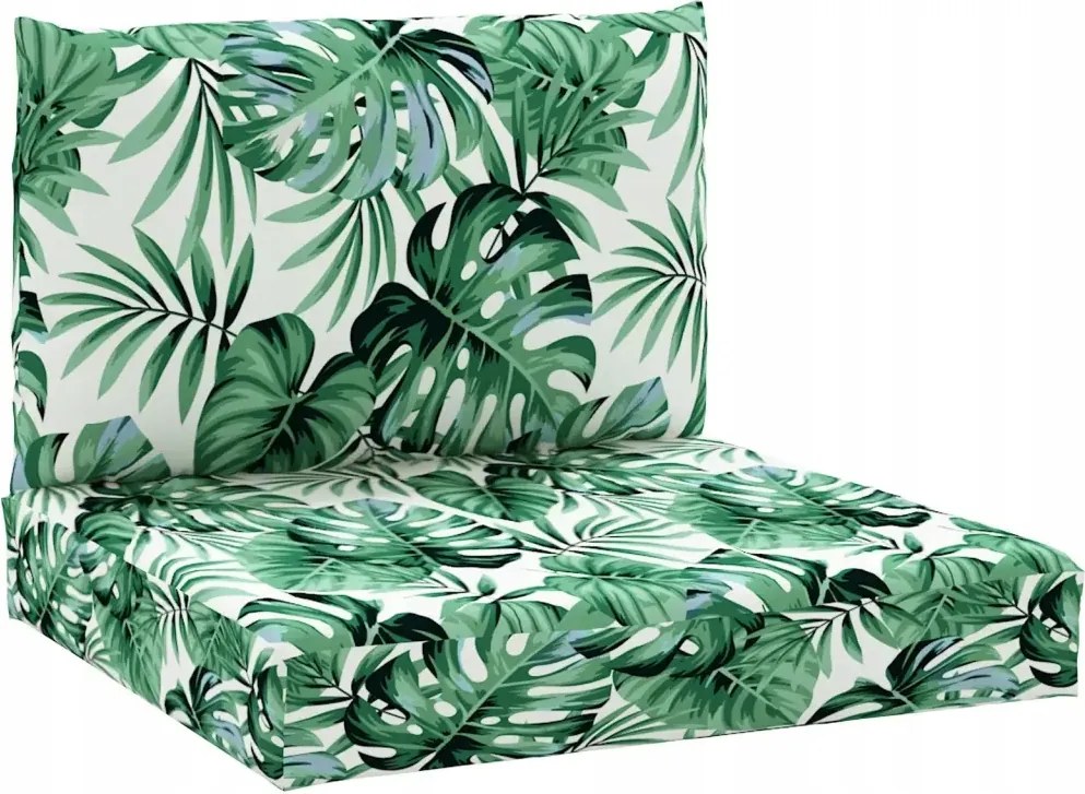 Kanapépárna raklapból, 2 db, levélmintás, szövet