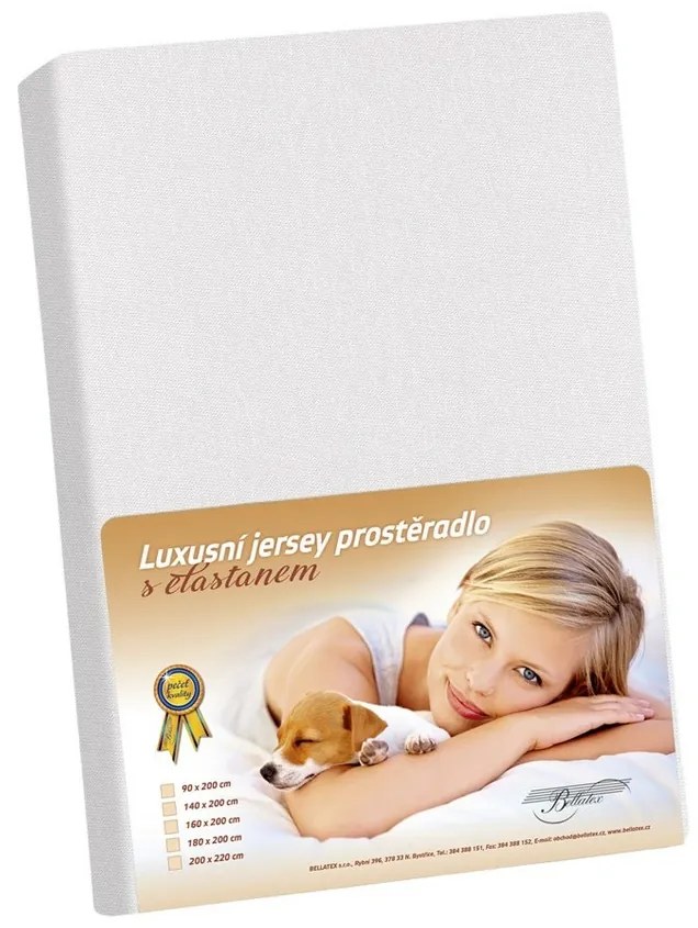 Bellatex Jersey lepedő elasztánnal fehér , 100 x200 cm, 100 x 200 cm