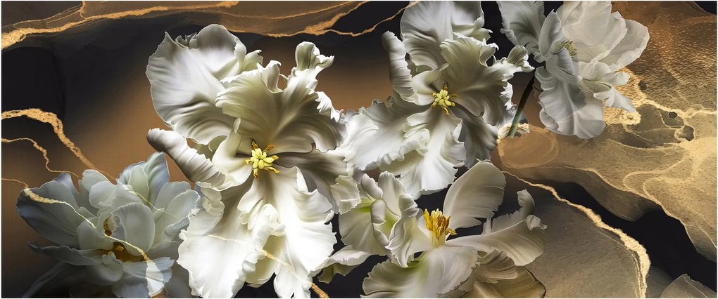 Kép - Orchidea virágok márvány háttérrel (120x50 cm)