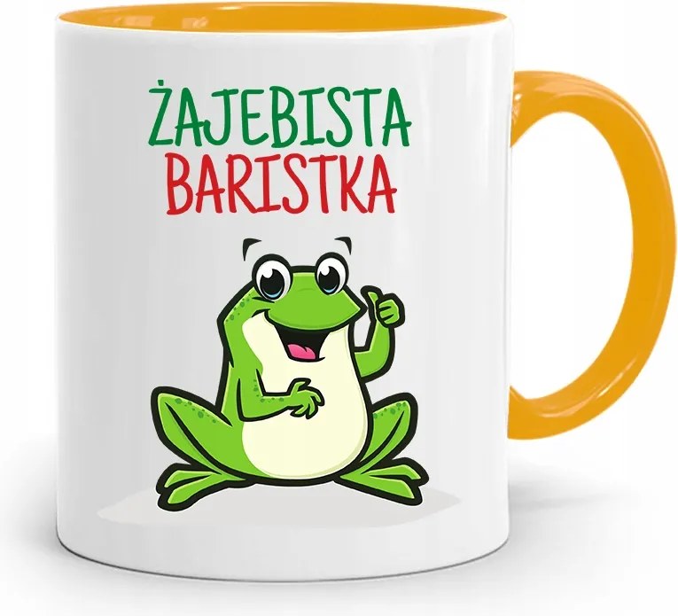 Barista Kávézó Bögre Sárga Ajándék fényképes nyomtatással