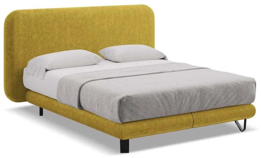 Mustársárga boxspring ágy 180x200 cm Ilima – Makamii