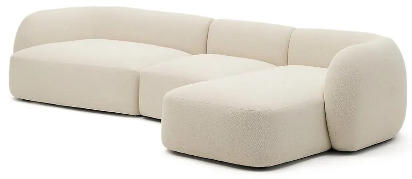 Krémszínű zsenília sarokkanapé (jobb oldali-heverő résszel) Martina – Kave Home