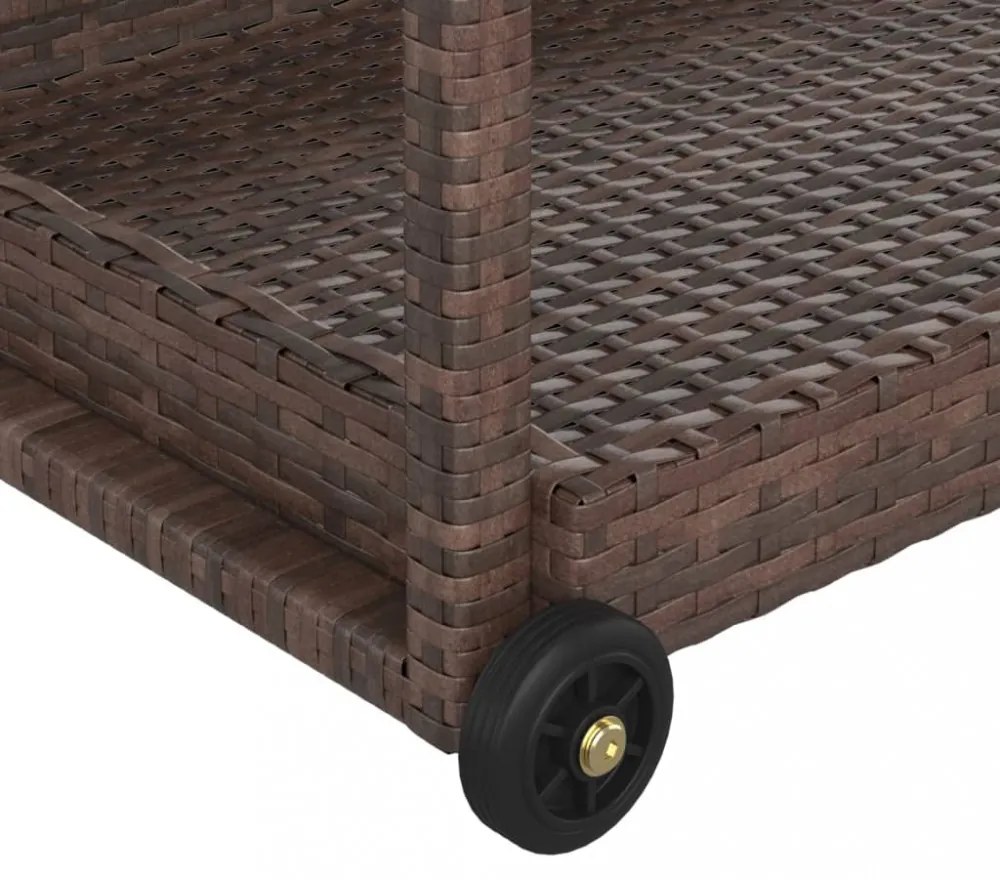 barna polyrattan bárkocsi 100 x 45 x 83 cm
