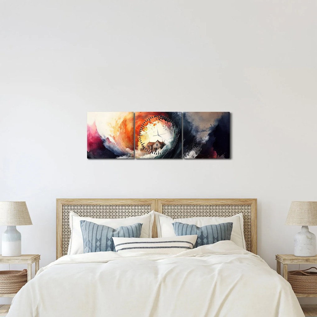 Kép - Az árvíz örvényében, akvarell (órával) (90x30 cm)