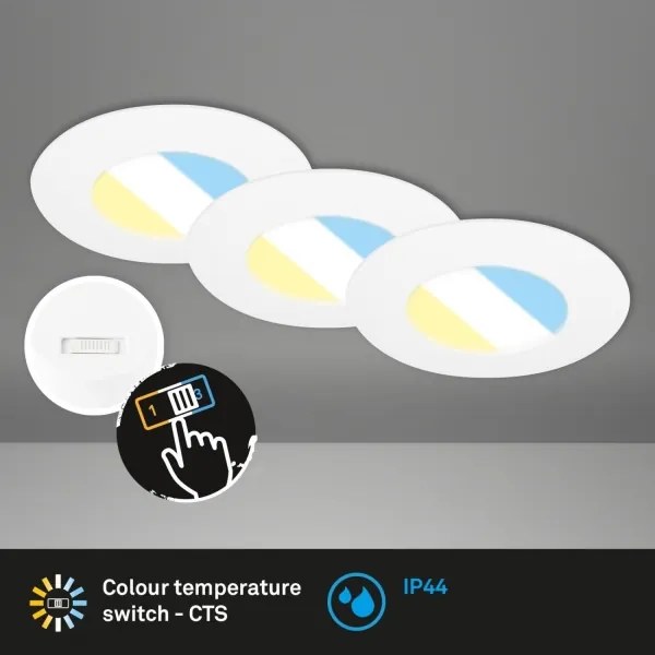 Briloner 7598036 -KÉSZLET 3x LED Fürdőszobai beépíthető lámpa LED/4,9W/230V IP44 fehér