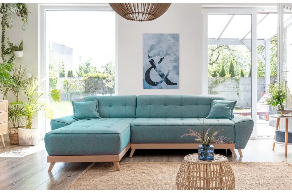 Türkiz kinyitható sarokkanapé (variálható) Dazzling Daisy – Miuform