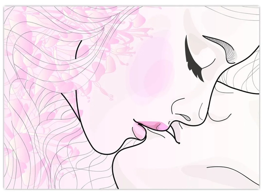 Kép - csók (üvegen) (70x50 cm)