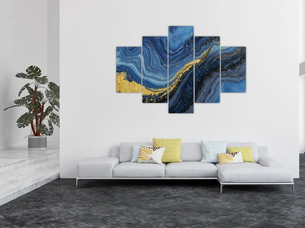 Kép - Kék-arany absztrakció (150x105 cm)