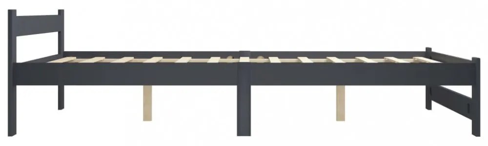 sötétszürke tömör fenyőfa ágykeret 140 x 200 cm
