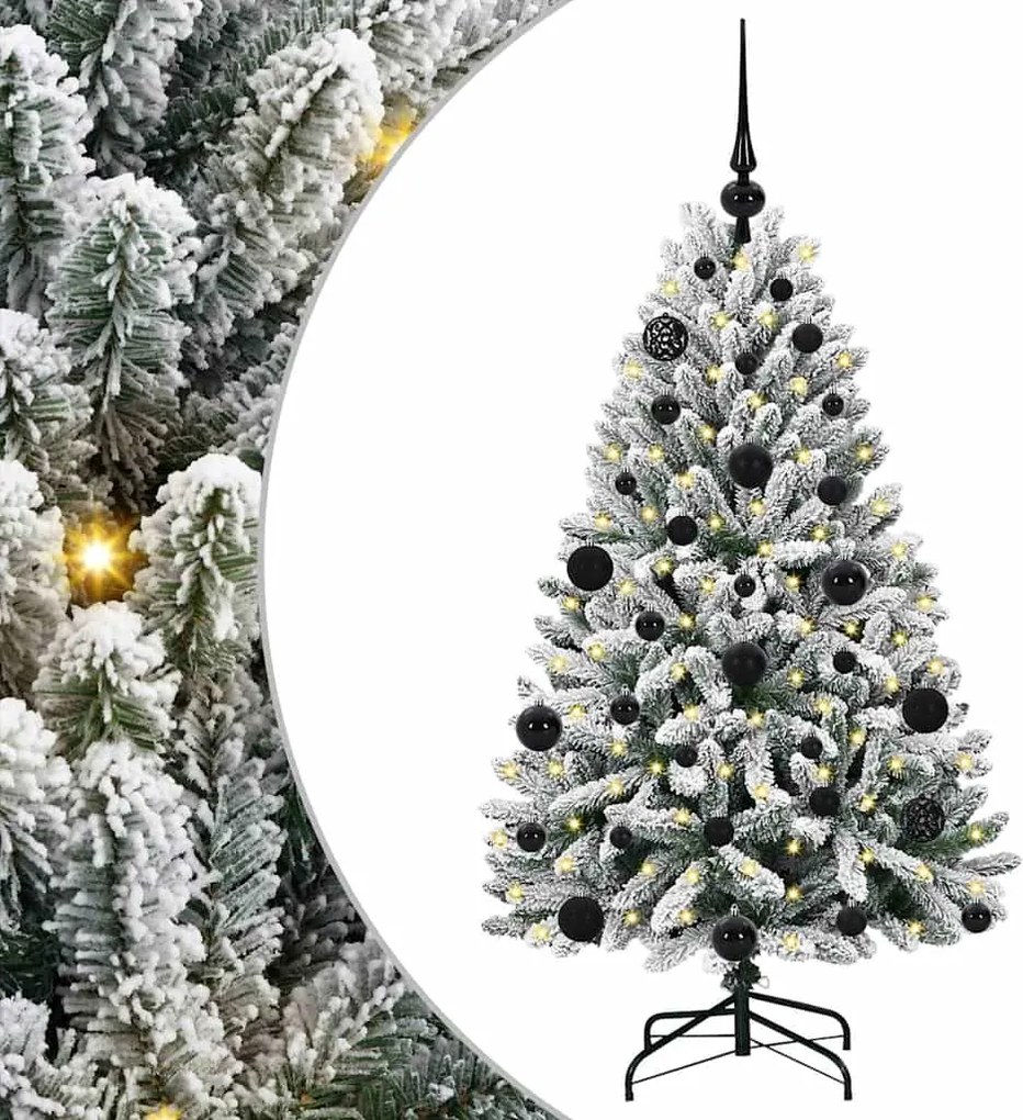 vidaXL Mű karácsonyfa 150 LED-del Zöld és Fehér 120 cm PVC és fém