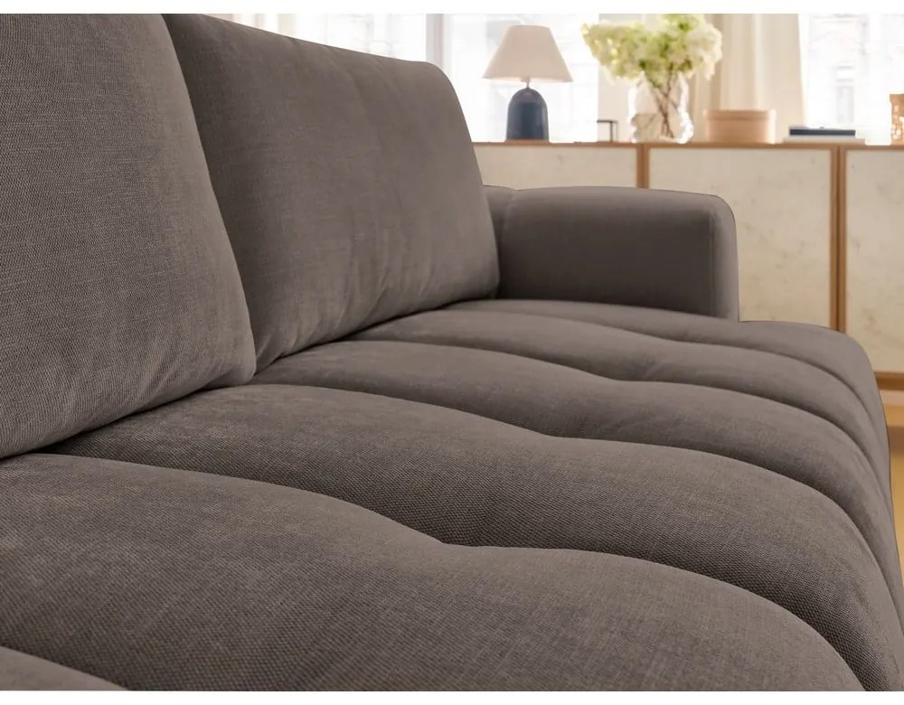 Szürkésbarna kinyitható-tárolóhelyes kanapé 251 cm Fuji – Bobochic Paris