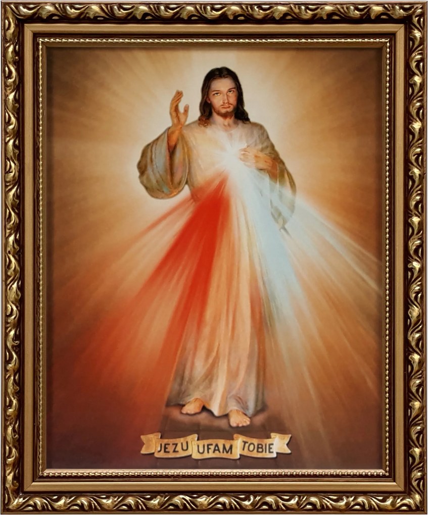 Vászonkép 29x24 Jézus Krisztus Jézus Bízom Benned Arany Díszített Keret