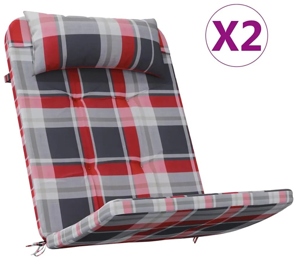 Székpárna Sakktábla 2 pcs Piros kockás minta 58 x 77 x 4.5 cm