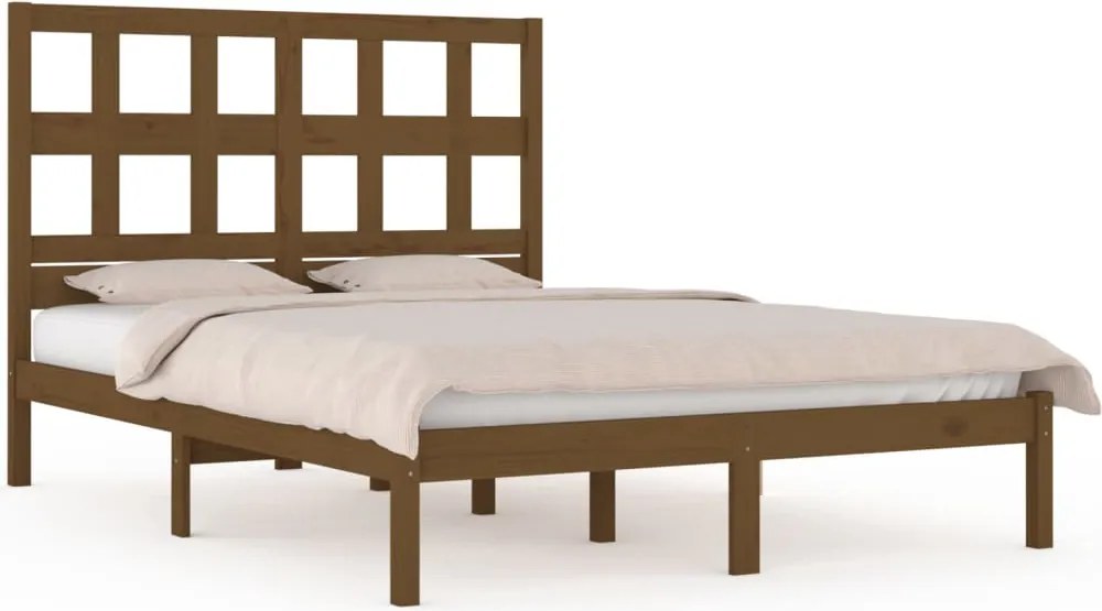 vidaXL mézbarna tömör fenyőfa ágykeret 200x200 cm