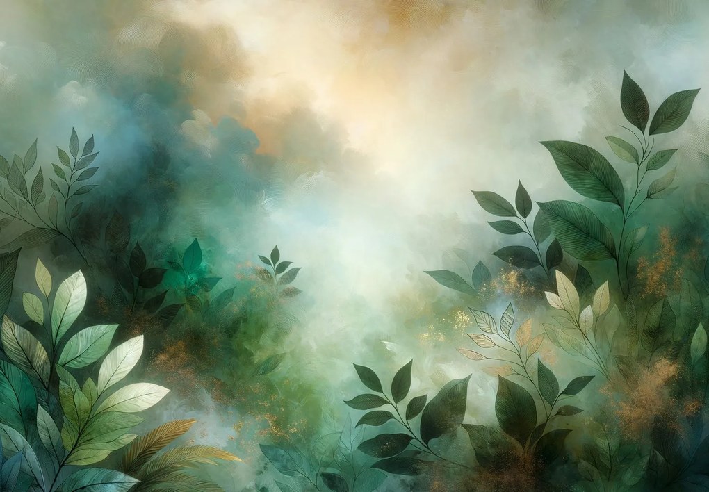 Fotótapéta - Levelek arany csillogással (147x102 cm)