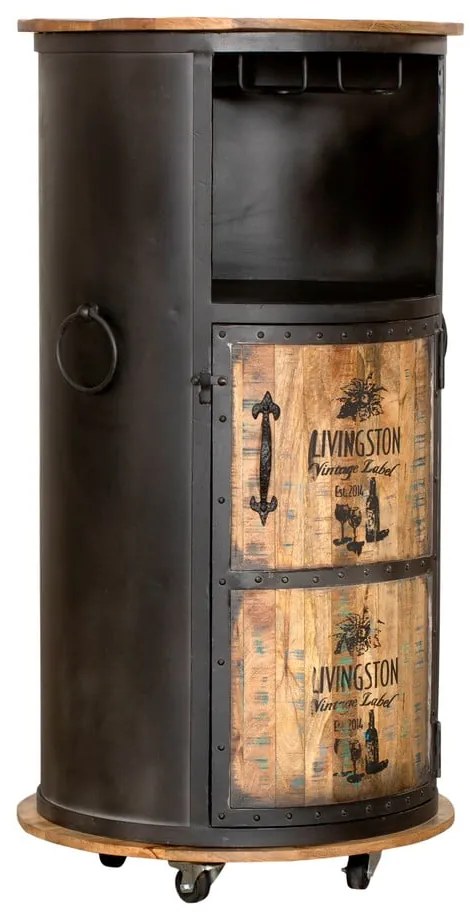 Fekete fém bortartó szekrény, palackok száma 9, 60x115 cm Luni – Interia Home & Living