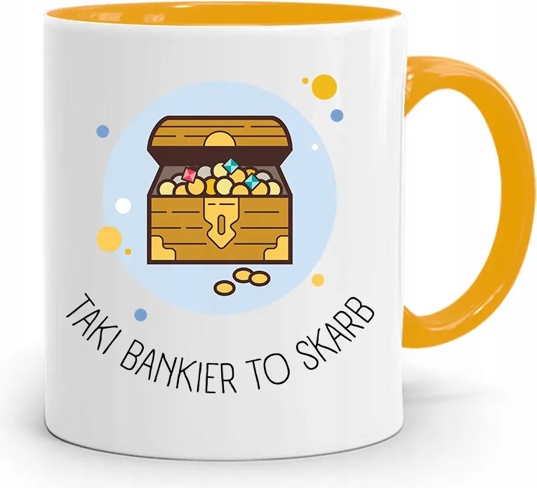 Bankárnak Sárga Bögre Születésnapi Ajándék fényképes nyomtatással