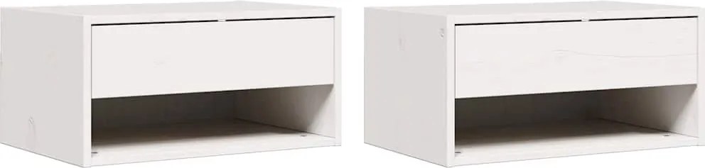 vidaXL Éjjeli asztal 2 pcs Fehér 50 x 32,5 x 24 cm Tömör fenyőfa