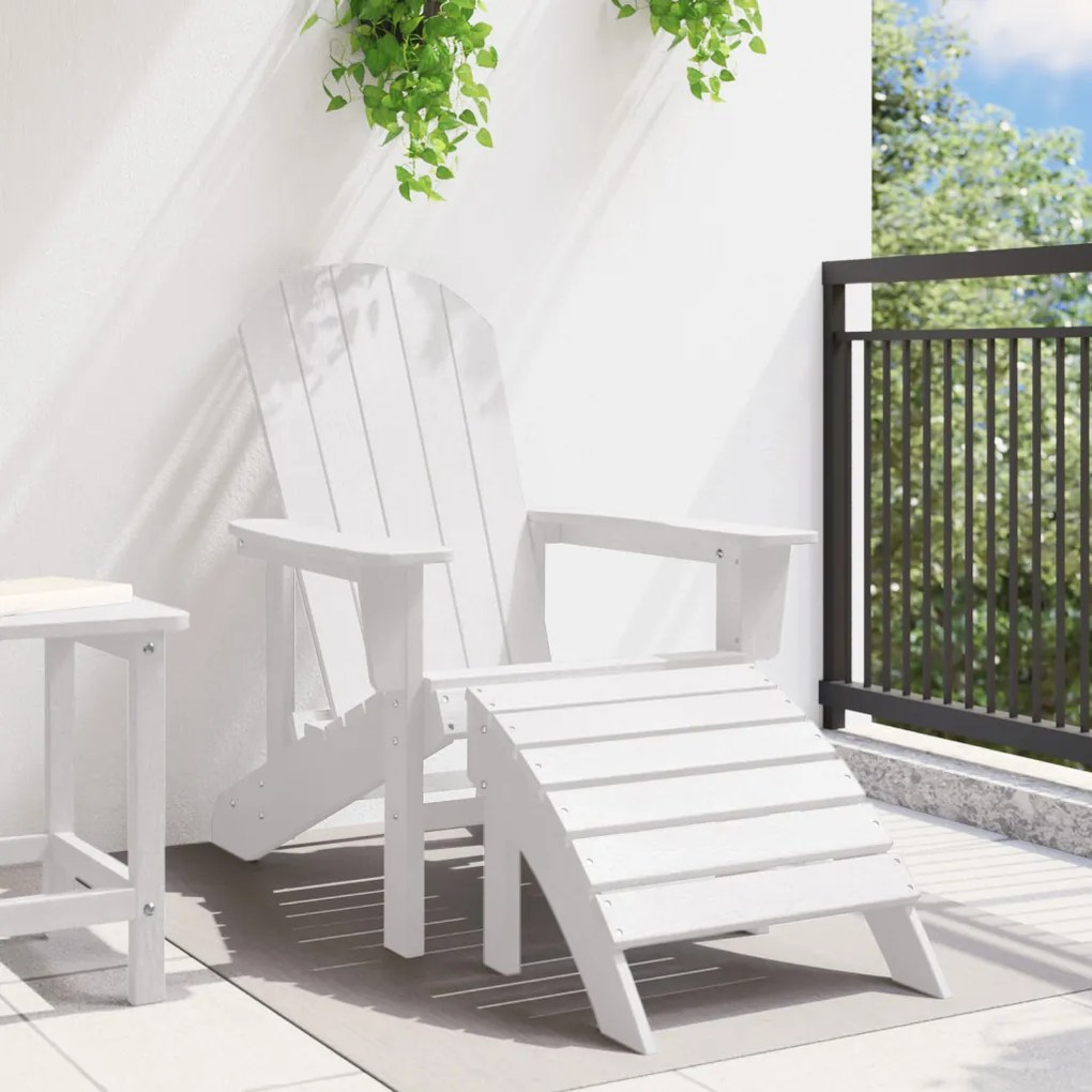 Adirondack szék lábtartóval Fehér HDPE