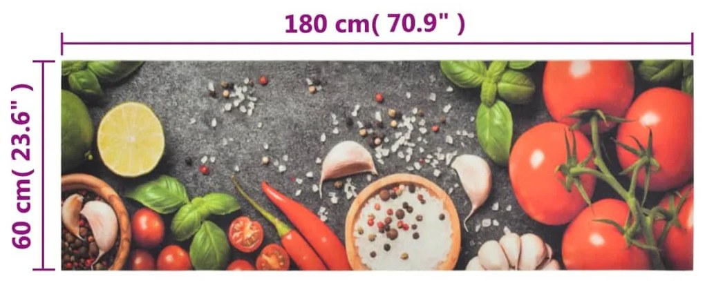 mosható zöldségmintás bársony konyhai szőnyeg 60x180 cm