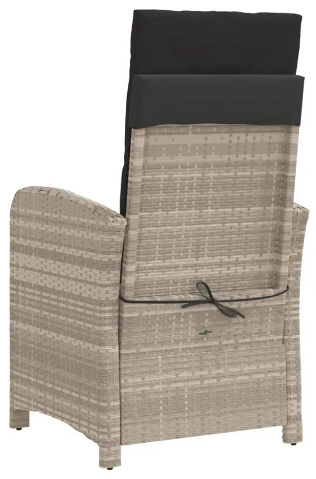 2 db világosszürke polyrattan dönthető kerti szék párnákkal