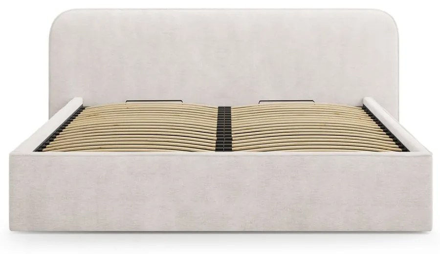 Fehér kárpitozott ágyneműtartós franciaágy ágyráccsal 140x200 cm Elizabeth – Micadoni