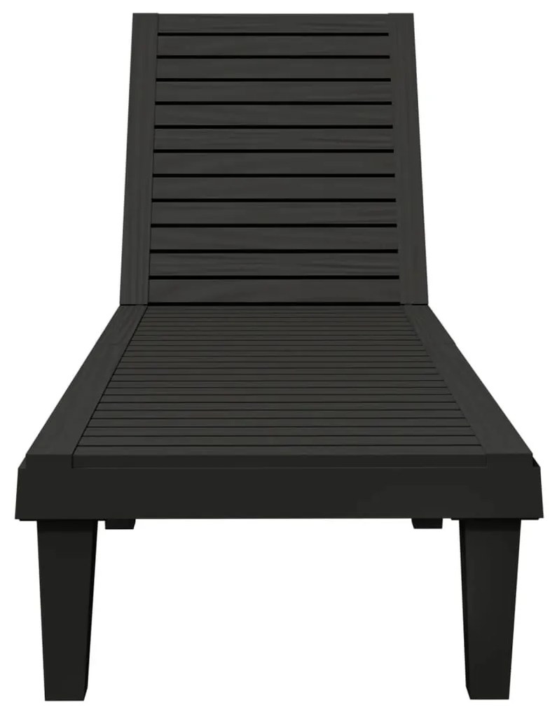 2 db fekete polipropilén napozóágy 155 x 58 x 83 cm