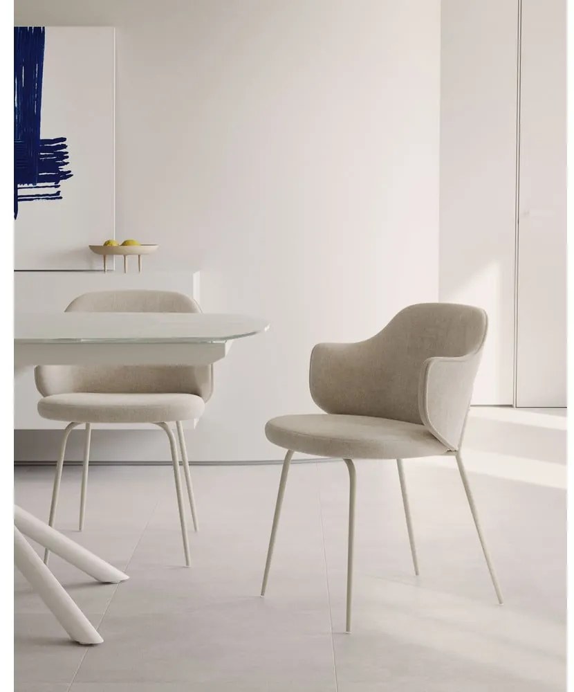 Fehér bővíthető étkezőasztal üveg asztallappal 100x130 cm Yodalia – Kave Home