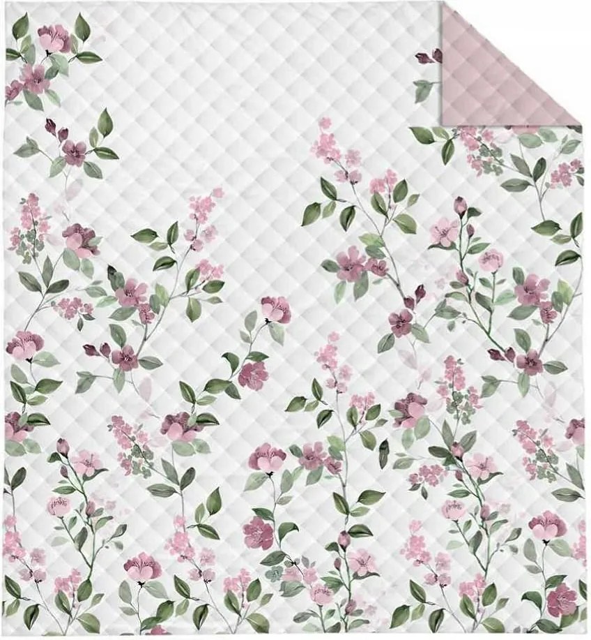 Ágytakaró 200x220 púderrózsaszín virág Holland