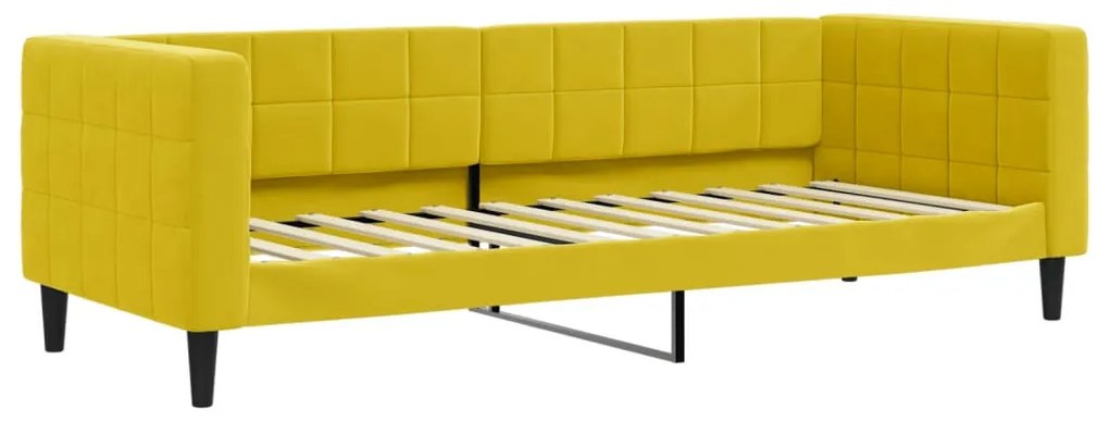 sárga bársony heverő matraccal 80 x 200 cm