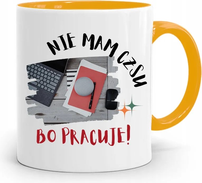 Munkavállalónak Sárga Bögre Nincs Időm fényképes nyomtatással Dolgozni