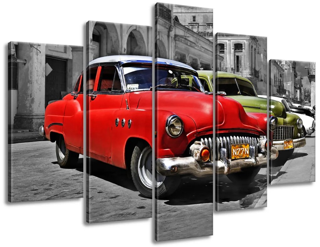 Gario Vászonkép Kubai taxi - 5 részes Méret: 150 x 70 cm