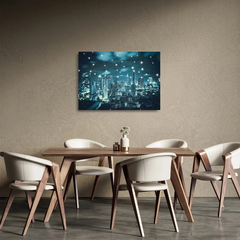 Egy ragyogó metropolisz képe (üvegen) (70x50 cm)