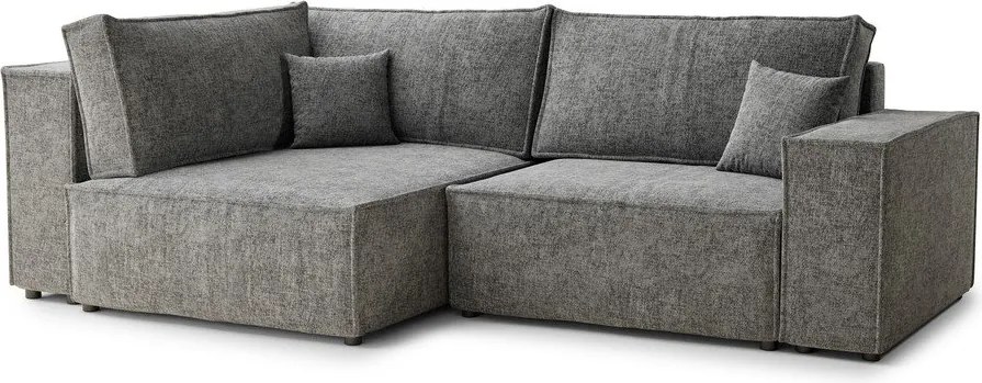 Szürke zsenília kinyitható-tárolóhelyes sarokkanapé (bal oldali-L alakú) Tonga – Maison de Rêve