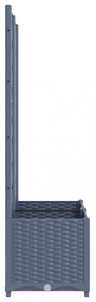 sötétszürke PP rácsos kerti ültetőláda 80 x 40 x 136 cm