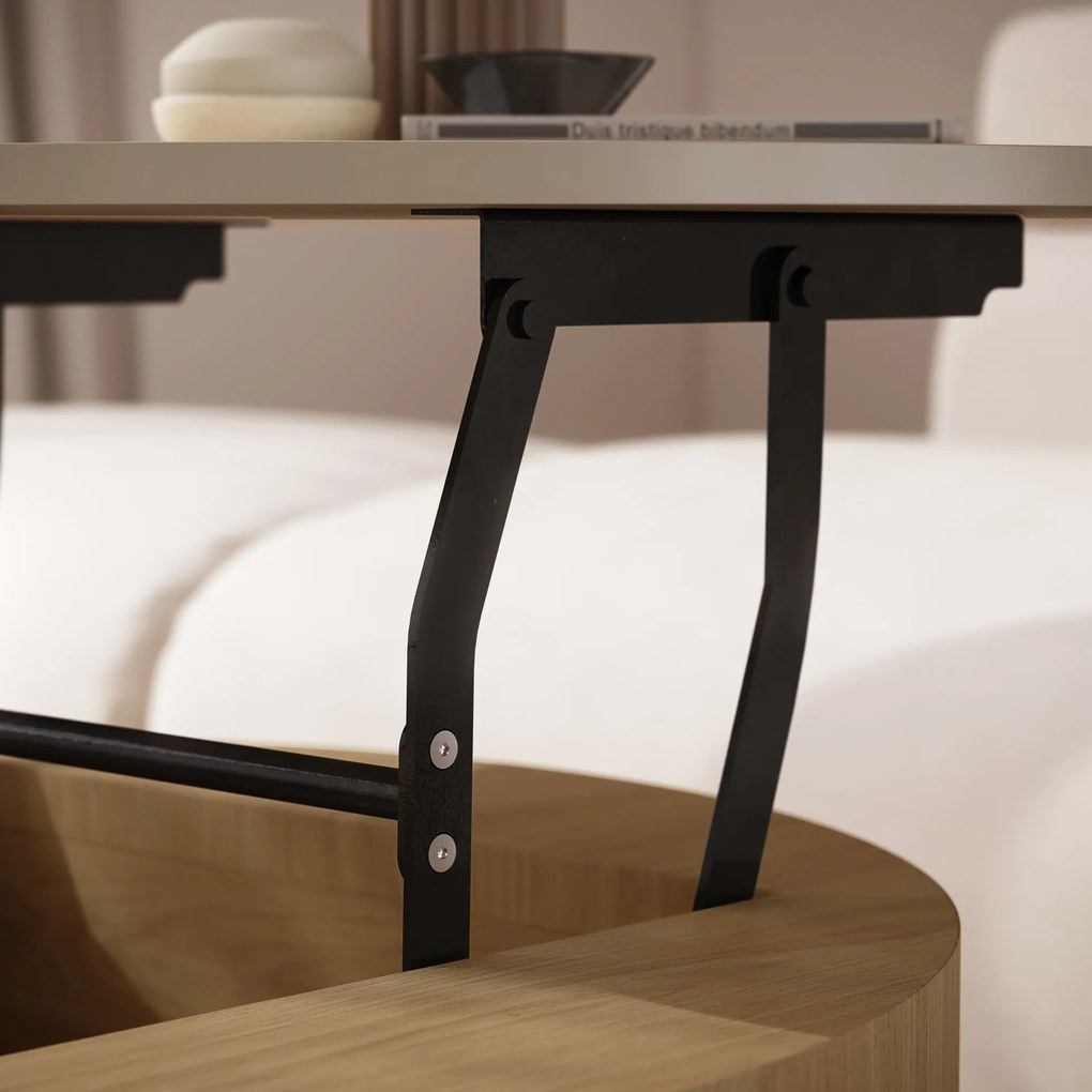 Mazzoni FRIDA Bézs (Pezsgőszínű) / Oasis Tölgy – MODERN DOHÁNYZÓASZTAL FELHAJTHATÓ LAPPAL ÉS TÁROLÓVAL